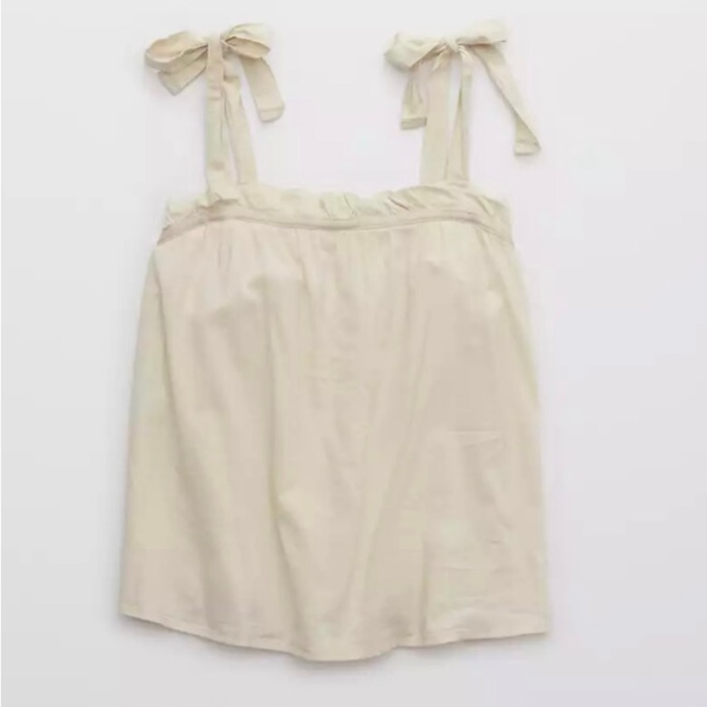 Aerie woven tie shoulder tank top